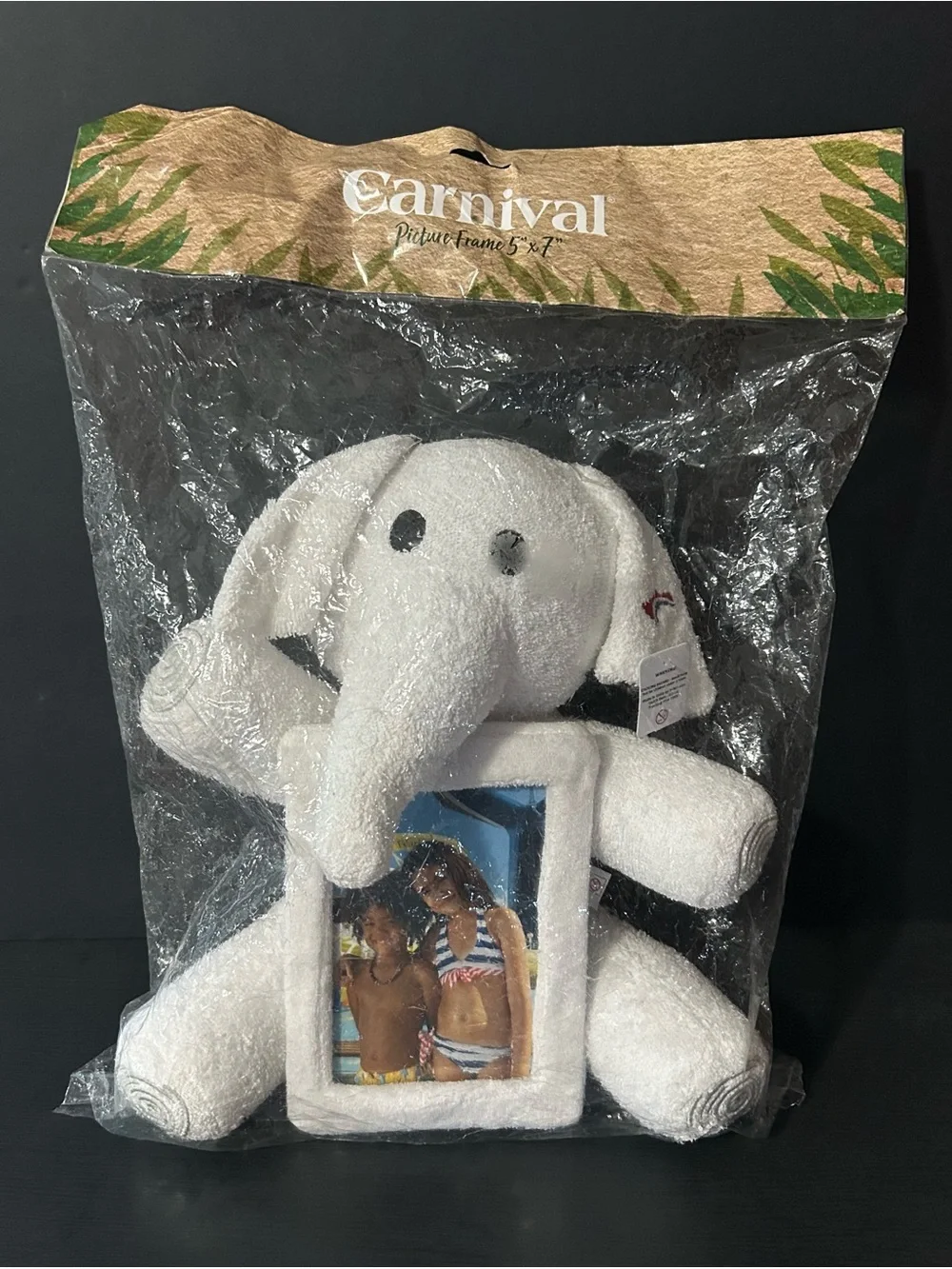 Carnival Cruise Line Towel Elephant Picture Holder Photo Frame Plush NWT